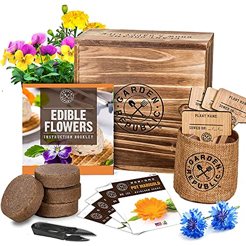 Edible Flowers Indoor Garden Seed Starter Kit - Non-gmo Heirloom Seeds 