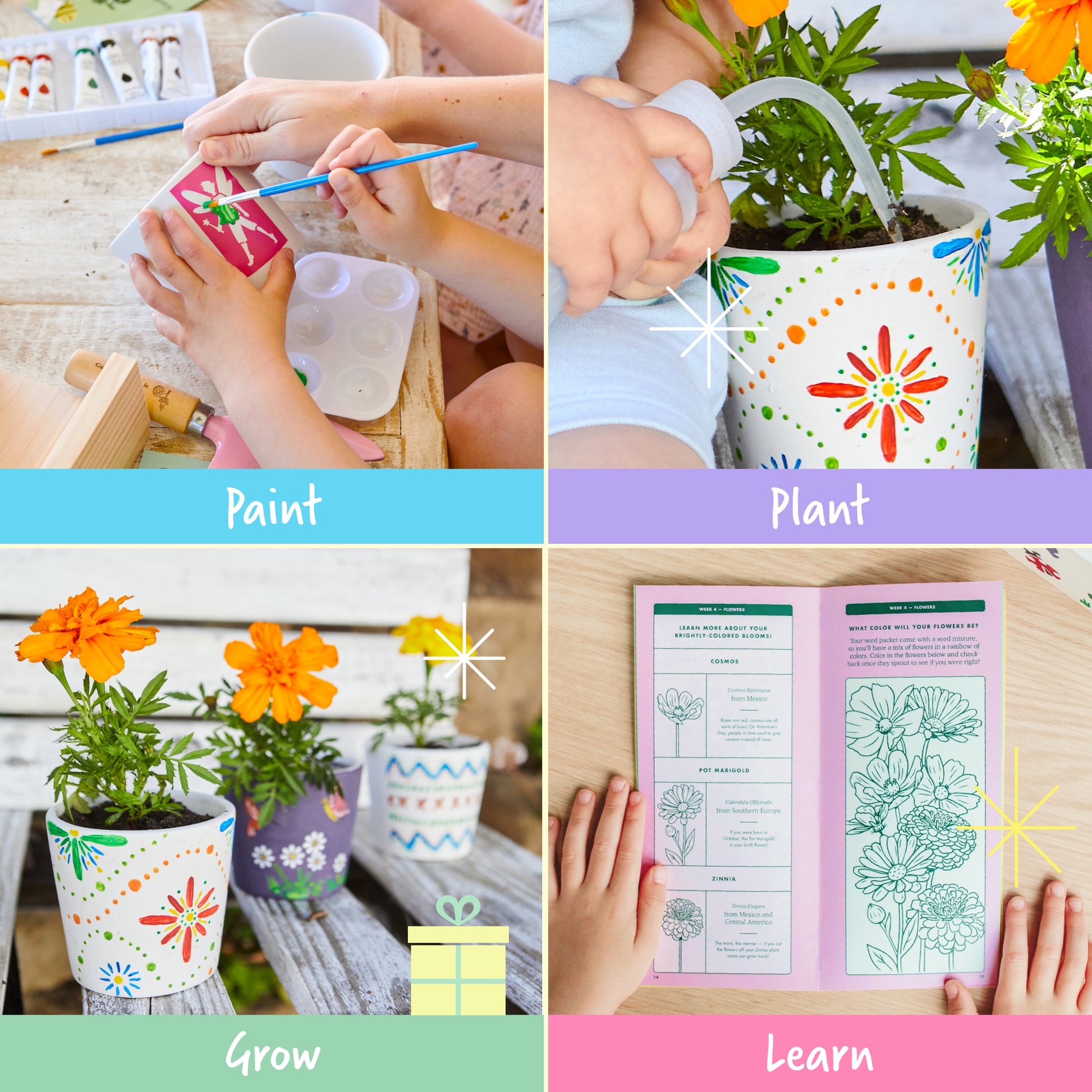 4 Set Paint & Plant Ceramic Flower Gardening Kit - Crafts for Girls Ages  8-12, Arts and Crafts for Kids Ages 8-12, Art Supplies for Kids, Toys  Birthday Gifts for Girls Boys